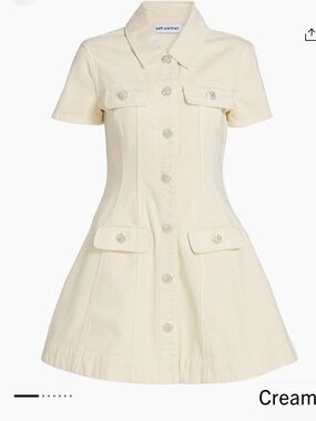 Self-Portrait Cream Short-Sleeve Button-Front Dress NWT Size 2